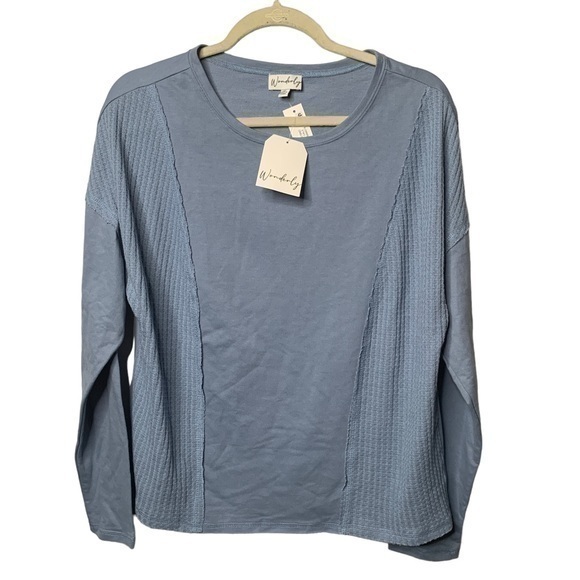 Wonderly Blue Gale Waffle‎ Top/Shirt Blue Size Medium - Picture 2 of 8